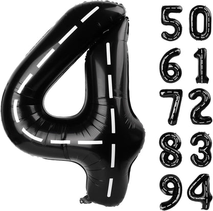 Race Car 4 Balloon - 40 Inch Number Balloon for 4th Birthday Party Decorations