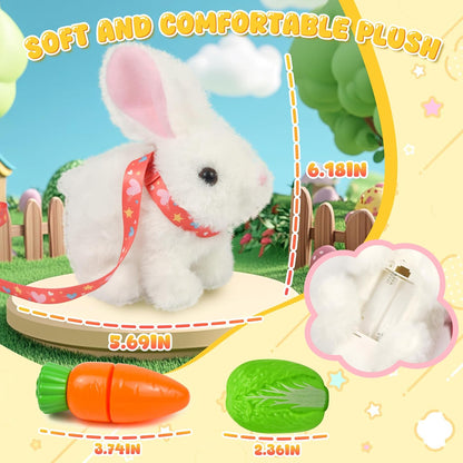 Bunby Easter Robot Bunny Pal - Realistic Hopping Plush Toy with Sounds & Interactive Features | White