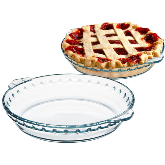 ZYER Glass Pie Plate Clear Pie Baking Pan for 2-3 People, 27oz Small Pie Pan with Handles Glass Pie Dish for Baking, 8.5 Inch 2 Pack