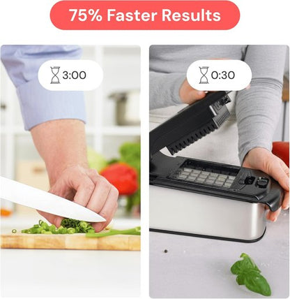Fullstar Vegetable Chopper & Spiralizer - 9-in-1 Food Chopper with Container, Kitchen Essential in Stainless Steel Black