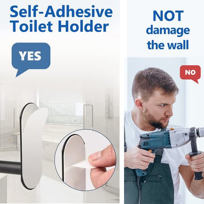 Toilet Paper Holder Self Adhesive, Premium Thicken Stainless Steel Rustproof Adhesive Toilet Roll Holder no Drilling for Bathroom, Kitchen, Washroom Black