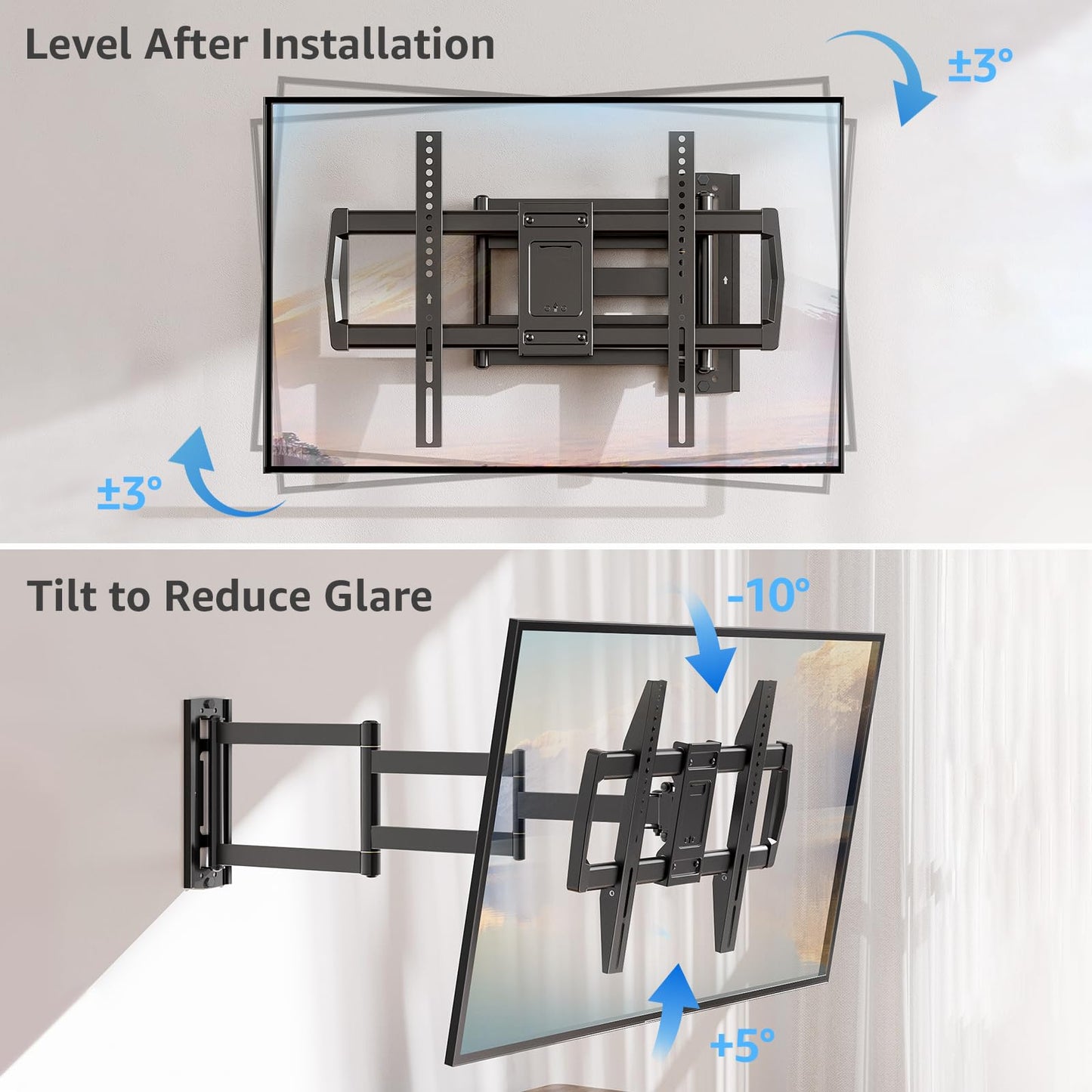 MOUNTUP Full Motion TV Wall Mount with 30” Extension & Tilt & Swivel for Most 42-75 Inch TVs, Long Arm TV Mount Corner Bracket Articulating Arm Mount, Max VESA 600x400mm and Up to 99 lbs, MU0057-L
