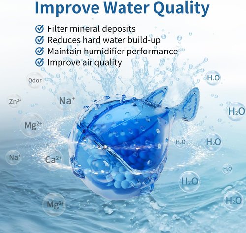 Humidifier Cleaning Fish - Humidifier Tank Cleaner Demineralization Cartridge | Prevents Hard Water Build-Up, Odor & Scale | Universal Fit for Most Humidifiers & Fish Tanks (12-Pack)