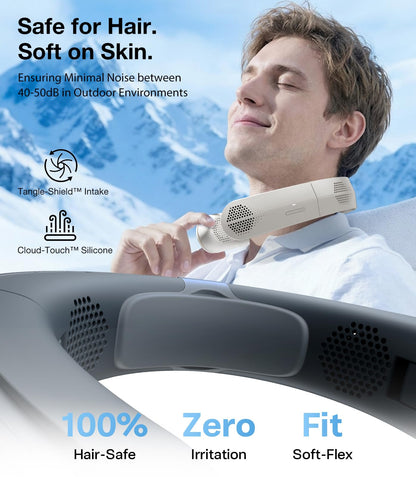 TORRAS COOLiFY Lite Neck Fan, Industry’s Strongest Power, Portable Neck Fan with 14H Battery, 360° Cooling Neck Fan, Lightweight & Foldable Neck Fans for Outdoor, Travel, Women, Black