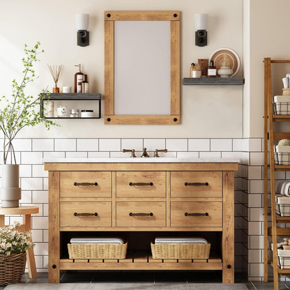 QEEIG Bathroom Shelves | Over Toilet Wall-Mounted Floating Storage - 16 Inch Set of 2, Grey Farmhouse Decor