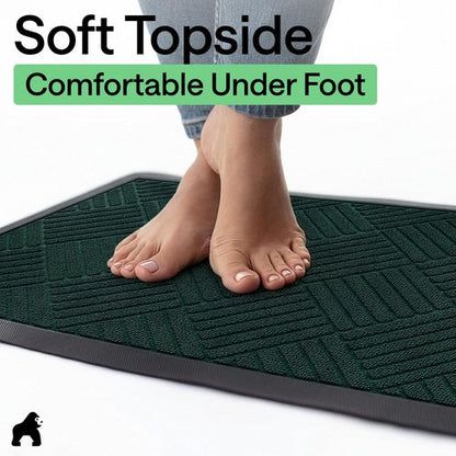 GORILLA GRIP 100% Waterproof All-Season WeatherMAX Doormat US Designed Natural Rubber, Stain and Fade Resistant, Low Profile Indoor Outdoor Door Mats, Easy Clean Patio Mat, 23x35, Green Diamond