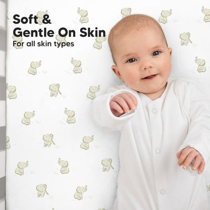 KeaBabies Baby Crib Sheets - Soft & Cozy 52x28 Viscose Bamboo Fitted Toddler Bed Sheets | 2-Pack Neutral Design