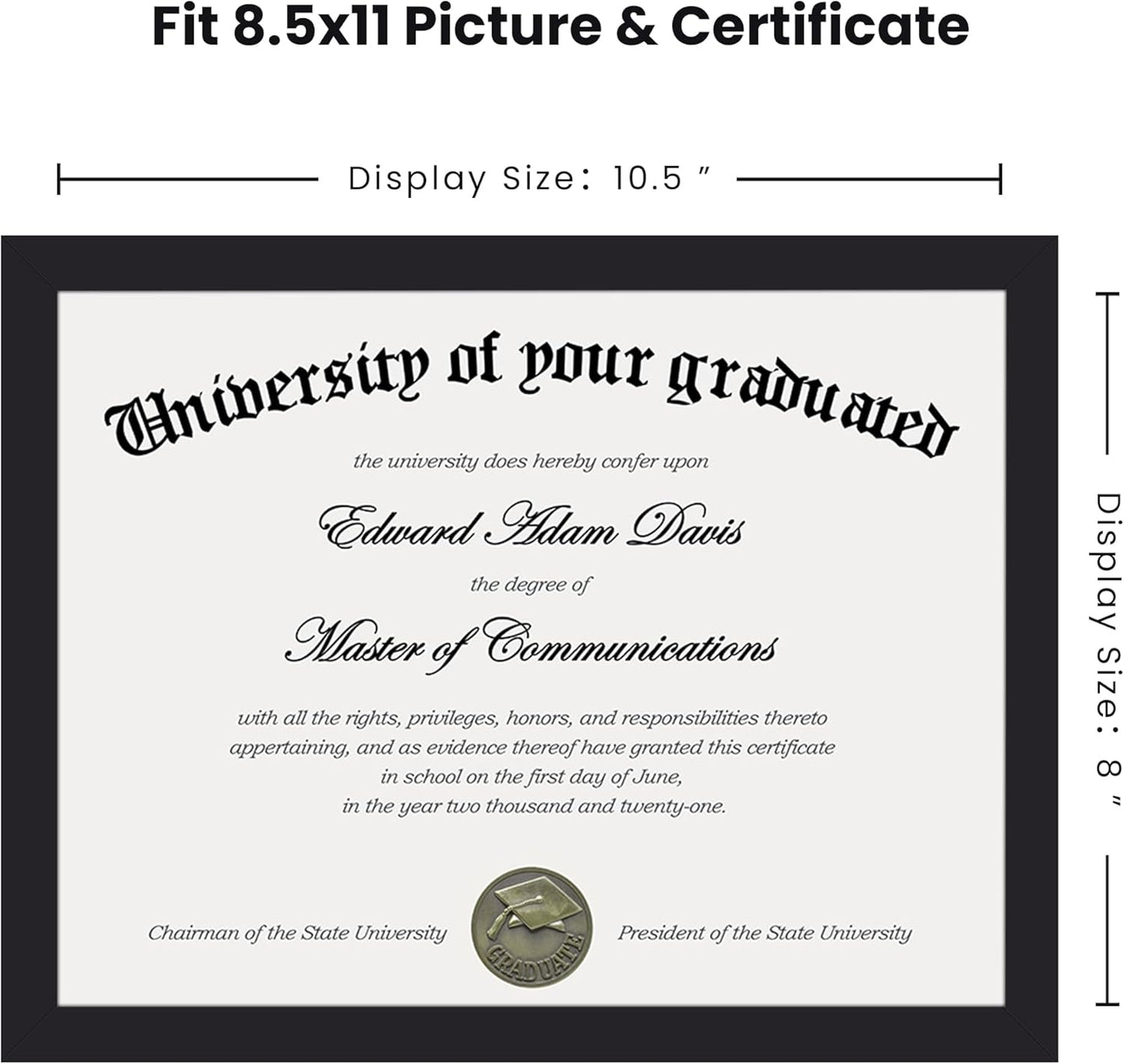 Upsimples 8x10 Picture Frame Set of 5 - Includes 8.5x11 Certificate Frame | Stylish Home Decor