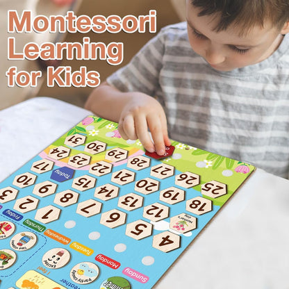 Skiennix Interactive Wooden Calendar for Kids Ages 3+ | Teach Seasons & Days | 12 x 15 Inches