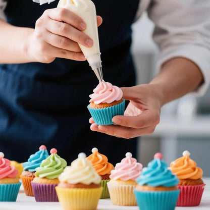 HOMIOVE 100-Pack Disposable 18-Inch Pastry Piping Bags - Thick, Anti-Burst Tipless Icing Bags for Cupcakes, Cakes, Cookies