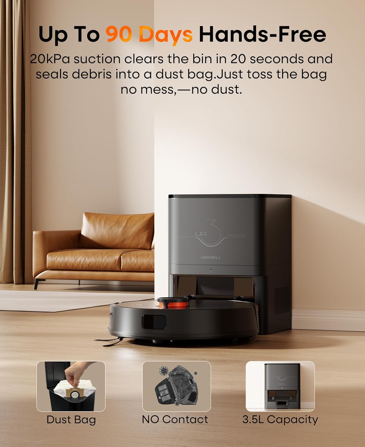 Skiennix Robot Vacuum and Mop Combo - Self-Emptying, 7000Pa Suction, 180 Mins Runtime | Smart Home Mapping