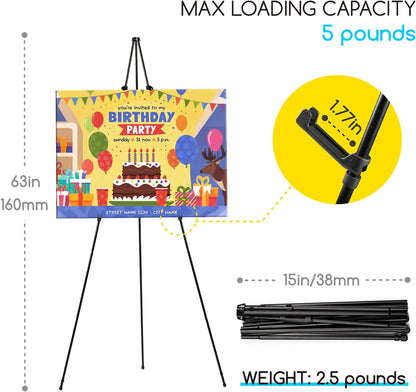 MEEDEN 6Pcs Metal Easel Stand - 63" Portable Tripod for Art Displays, Weddings & Presentations