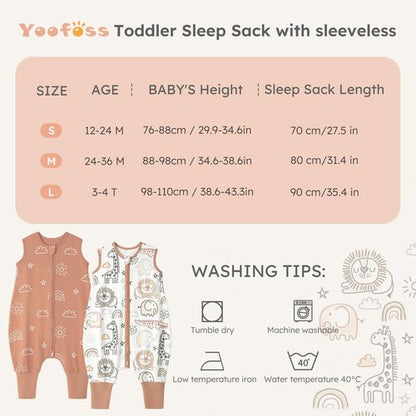 Yoofoss Toddler Sleep Sack With Feet 24-36 Months 100% Organic Cotton Baby Sleep Sack with Legs Toddler Wearable Blanket with 2-Way Zipper