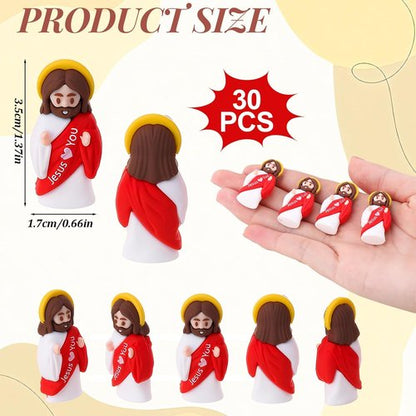 Little Jesus | 30 Pcs Mini Jesus Figurines - Perfect Easter Egg Stuffers & Religious Gifts (Red)
