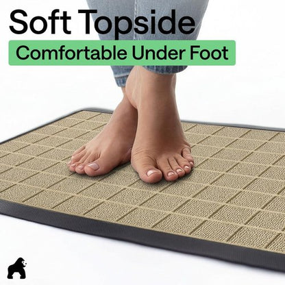 GORILLA GRIP 100% Waterproof All-Season WeatherMAX Doormat US Designed Natural Rubber, Stain and Fade Resistant, Low Profile Indoor Outdoor Door Mats, Easy Clean Patio Mat, 29x17, Taupe Grid