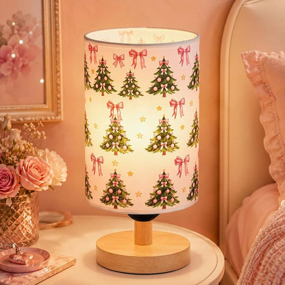 Christmas Table Lamp with Fabric Lampshade - Coquette Tree Pattern
