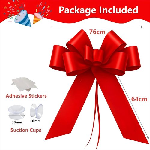 Big Car Bow - 30 Inch Giant Gift Bow for Cars | Perfect for Birthdays, Weddings & Holidays (Red)