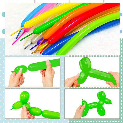 Green 260 Balloons by [Brand Name] - Long Skinny Twisting Balloons for Animal Modeling | 100-Pack for Parties & Events