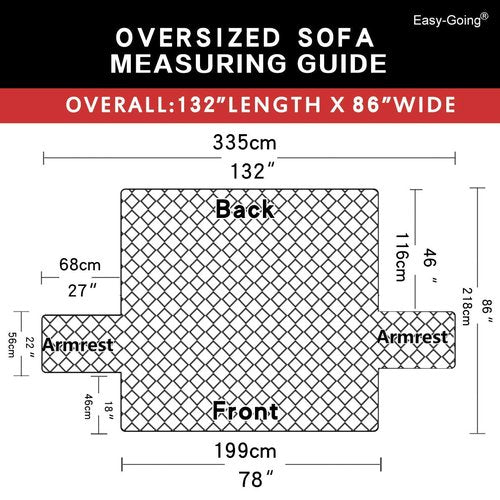 Easy-Going Reversible Oversized Couch Cover for 3 Cushion Couch Sofa Cover for Dogs Water Resistant Furniture Cover (Oversized Sofa, Gray/Light Gray)