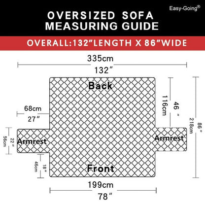 Easy-Going Reversible Oversized Couch Cover for 3 Cushion Couch Sofa Cover for Dogs Water Resistant Furniture Cover (Oversized Sofa, Gray/Light Gray)
