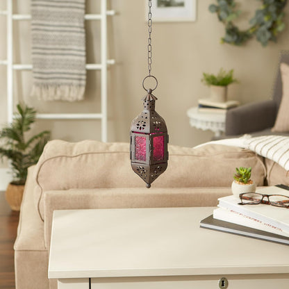 Zings & Thingz Cutout Moroccan Hanging Lantern - Elegant Black Design for Unique Home Decor