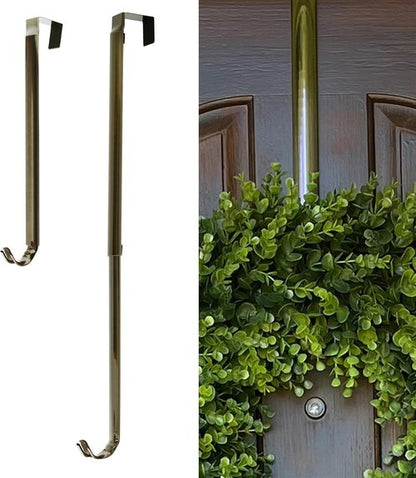 Haute Decor Adjustable Wreath Hanger - Premium Over The Door Design Holds Up to 30 Pounds | Antique Brass