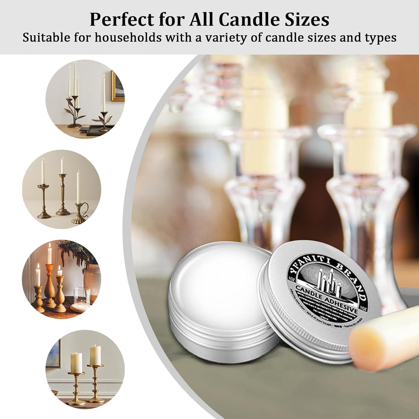 Skiennix Candle Adhesive - 3 oz Taper Candle Glue for Secure Hold | Essential Candle Accessory