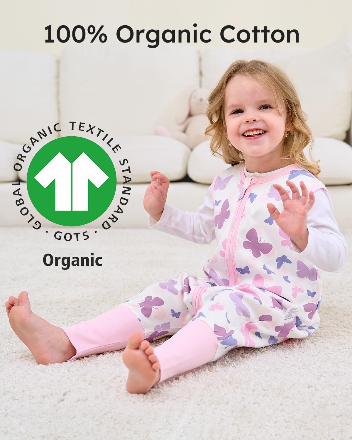Yoofoss Toddler Sleep Sack - 100% Organic Cotton Wearable Blanket with Feet | 24-36 Months