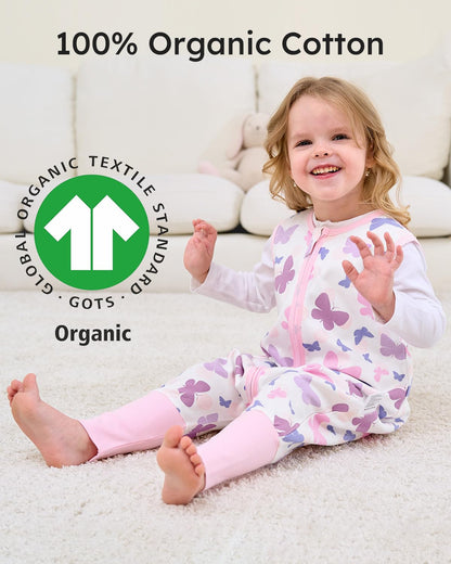 Yoofoss Toddler Sleep Sack - 100% Organic Cotton Wearable Blanket with Feet | 24-36 Months