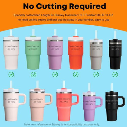 ALINK Clear Replacement Straws - Reusable 6-Pack for Stanley 20oz & 14oz Tumblers | Dishwasher Safe & BPA Free
