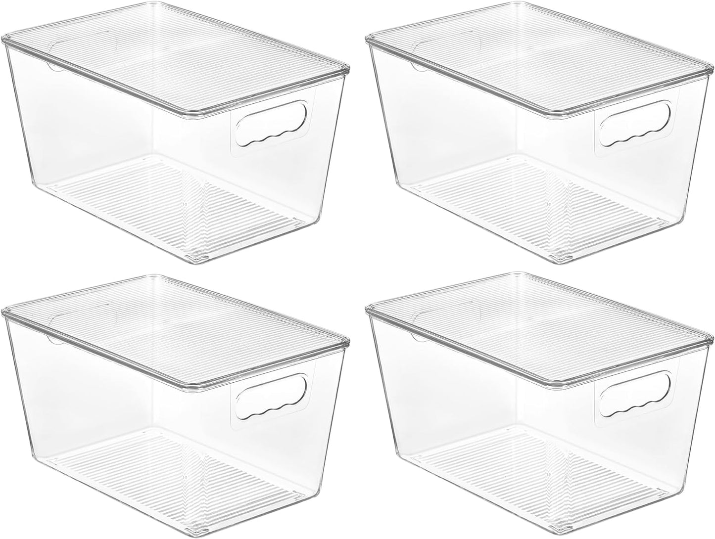 Vtopmart Clear Stackable Storage Bins - 4 Pack Large Plastic Containers with Lids for Pantry & Kitchen Organization