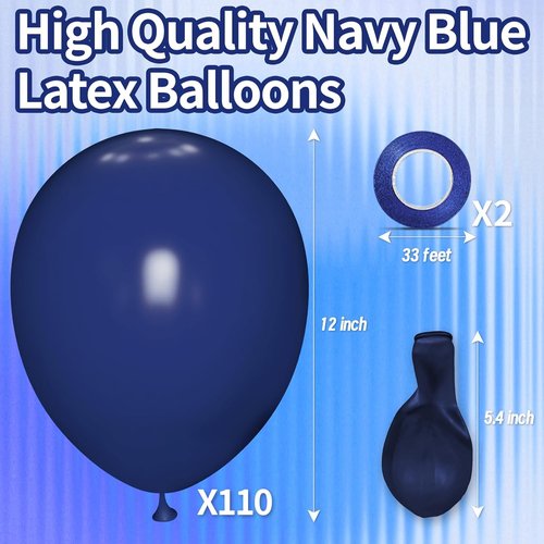 KAWKALSH 12-Inch Navy Blue Latex Balloons - 110pcs Thickened Helium Party Supplies for Birthdays & Weddings