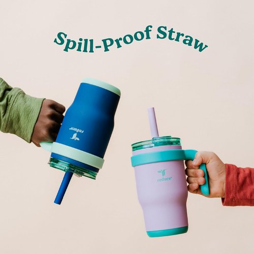 Coldee 14 Oz Kids Tumbler with Lid & Straw - Insulated, Spill-Proof Stainless Steel - Magnetic Purple