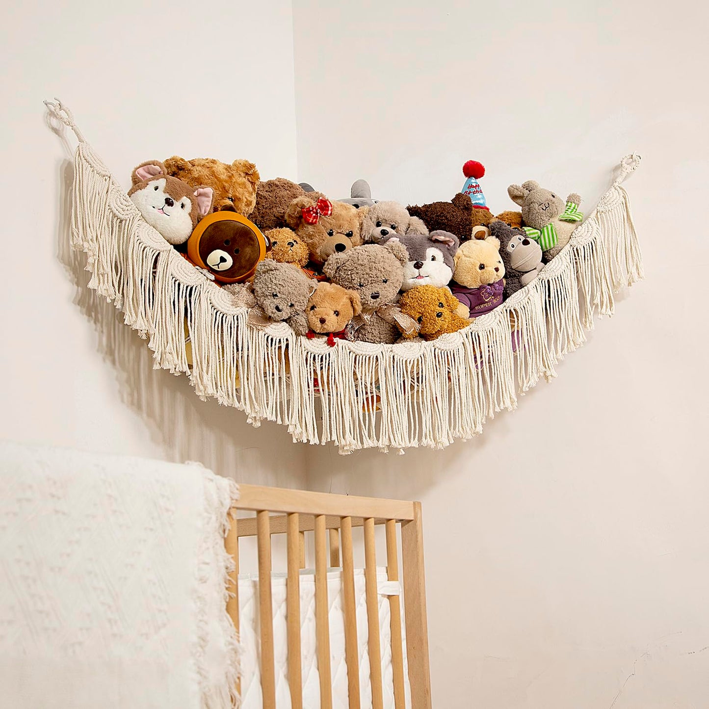 Amdermi Stuffed Animal Net Hanging Organizer Children's Room Stuffed Animal Toy Hammock for Teddy Net Corner Toy Net for Bedroom Decor