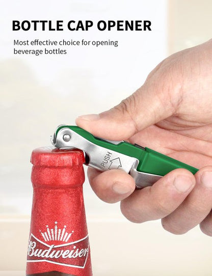 CORKAS Wine Key - Professional Handcrafted Heavy Duty Waiter Corkscrew, Compact Wine Opener with Double Hinged, Foil Cutter and Bottle Opener, Gifts for Servers, Sommelier, Bartenders - Dark Green