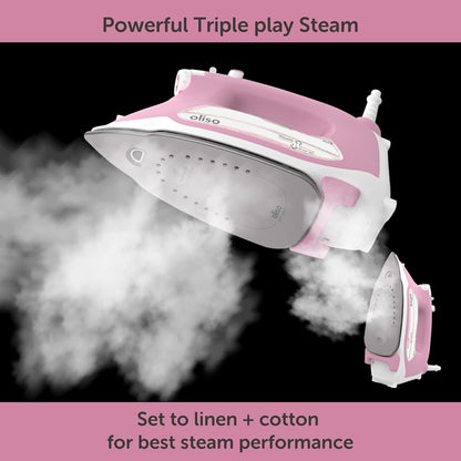Oliso TG1600 ProPlus Smart Iron - 1800 Watt Steam Iron with Auto-Lift & Diamond Ceramic Soleplate - Rosé