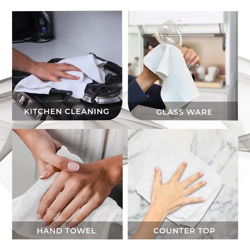 Avalon Towels Cotton Washcloths 24-Pack – 12 x 12 Inch White Super Soft & Absorbent Ring-Spun Cotton Wash Cloths for Face, Bath, Spa, Gym, Hotel & Cleaning