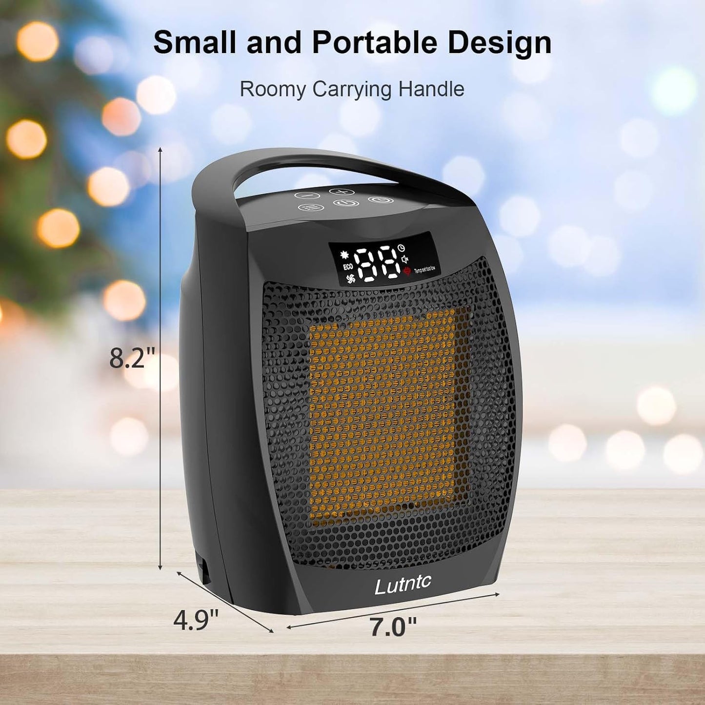 Portable Ceramic Space Heater - 1500W Fast Heating with Digital Display & Touch Controls | Ideal for Home & Office