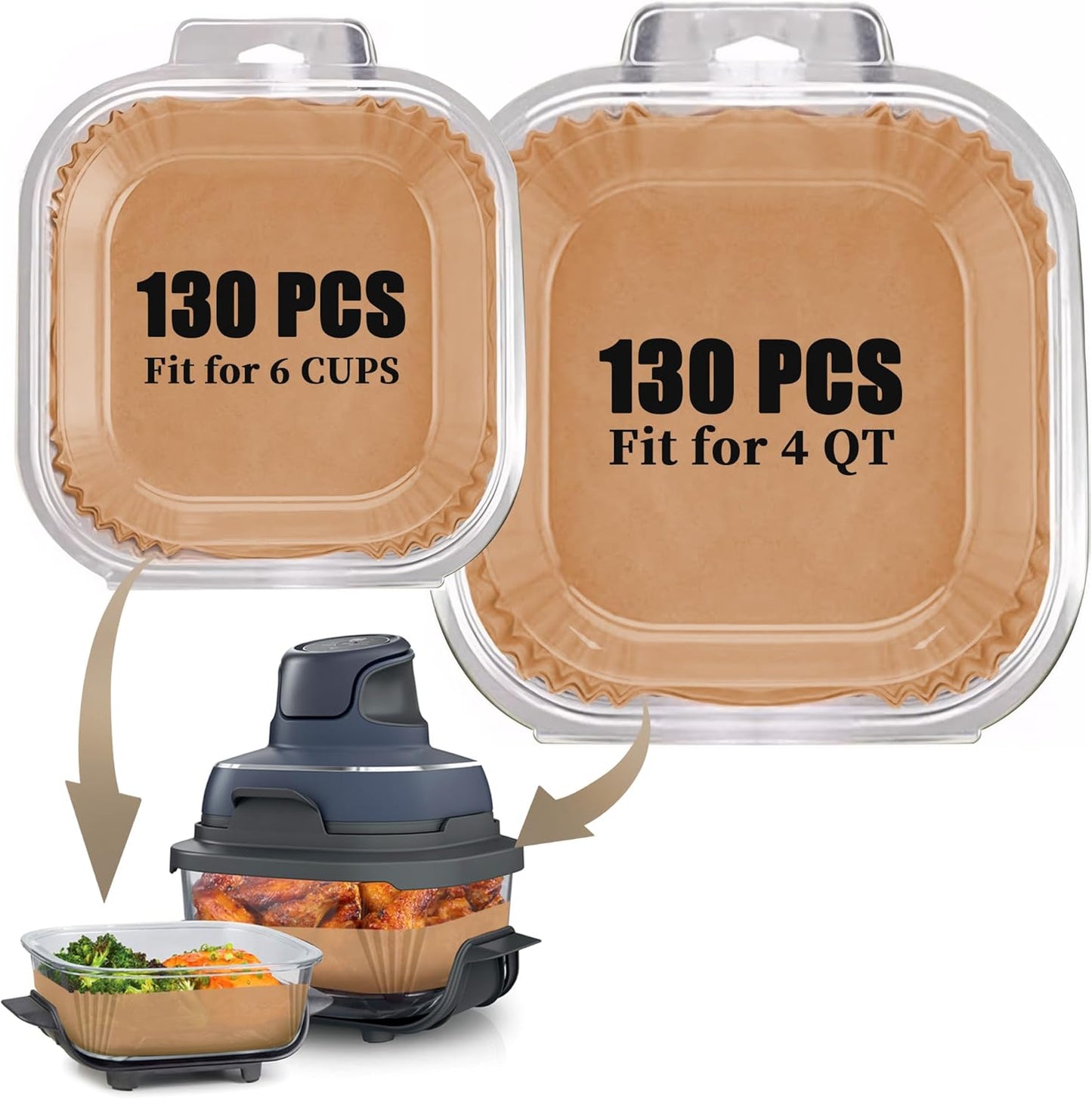 Ninja 260pcs Air Fryer Liners - Disposable Parchment Paper Sheets for Easy Cooking & Cleanup