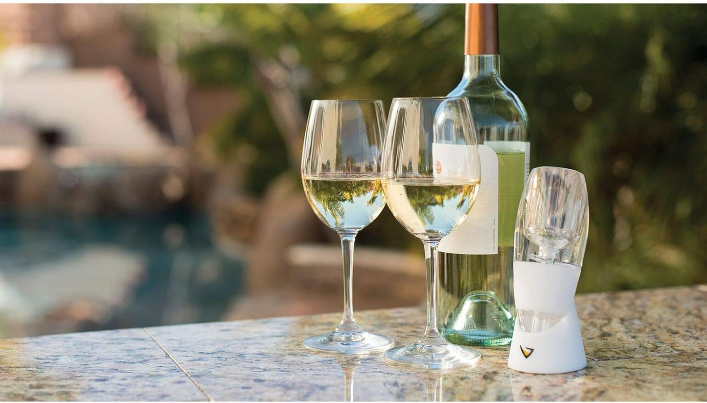 Vinturi Classic Essential Wine Aerator Pourer and Decanter Provides Enhanced Flavors with Smoother Finish Features Easy to Grip Silicone Body and No-Drip Stand, White