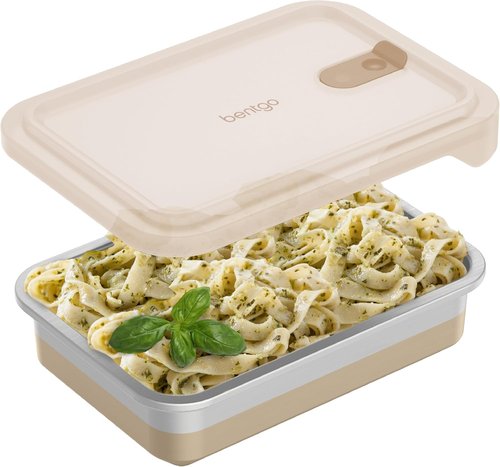 Bentgo MicroSteel Heat & Eat Container - Microwave-Safe, Leak-Proof & Airtight | 5.5-Cup Gold Stainless Steel Food Storage