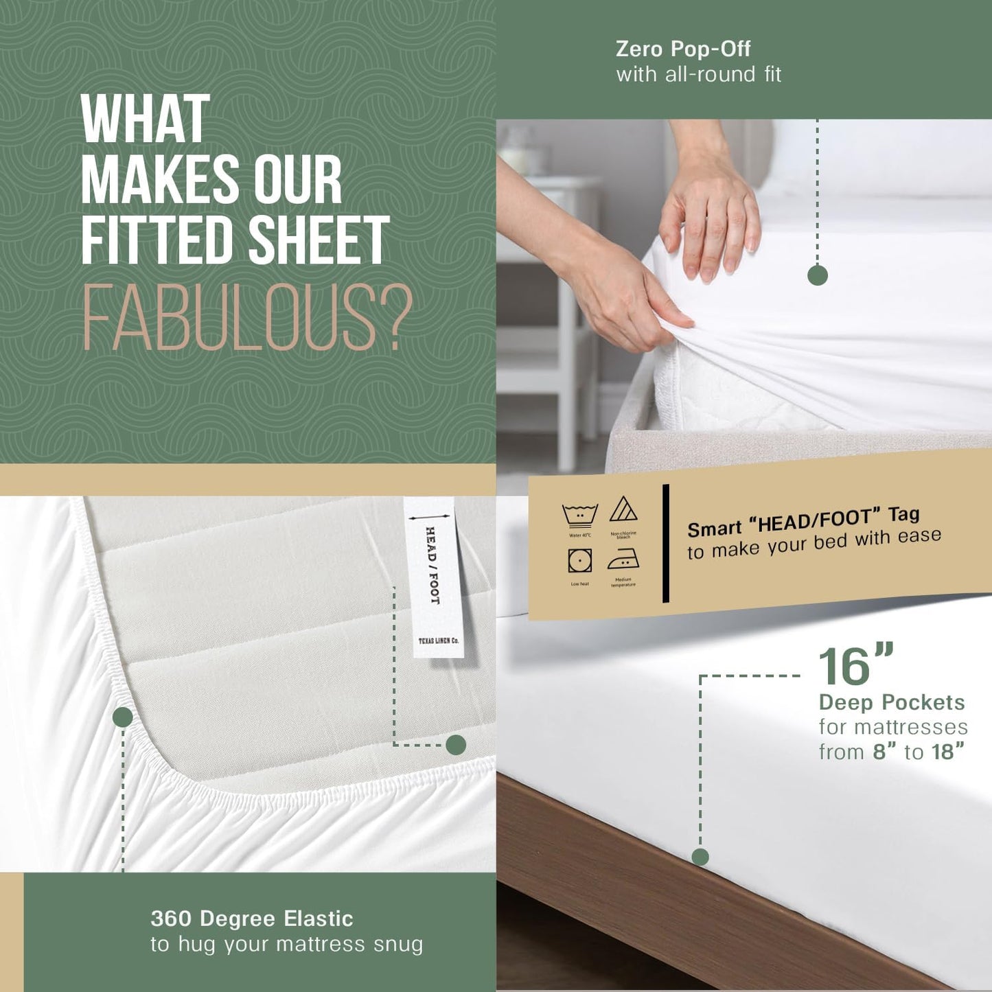 Texas Linen Co. Organic Cotton Percale Sheets - King Size 4-Piece Set | Soft, Crisp & Cooling, GOTS Certified