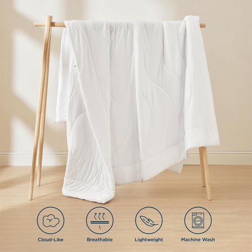 Bedsure Queen Duvet Inserts - Lightweight Duvet Insert for All Season, Ultra Soft Down Alternative Comforter with Corner Tabs, Wavy Stitching, Machine Washable White,88x88 Inches