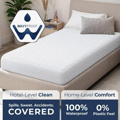 PAULATO BY GA.I.CO Twin Waterproof Mattress Protector – Fitted Sheet Style, Breathable & Noiseless, Deep Pocket Up to 19”, Soft Polyester Mattress Cover (Twin)