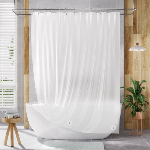 AmazerBath Shower Liner, 72x78 Plastic Frosted Shower Curtain Liner, PEVA Cute Shower Curtain Liners, Vinyl Waterproof Shower Curtain Liner with 3 Magnets, Lightweight Shower Curtains for Bathroom
