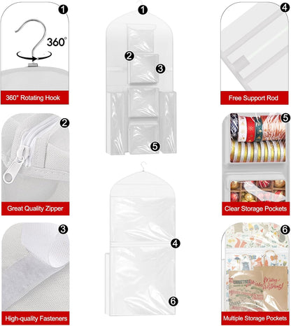 Oxford Extra Large Gift Wrapping Paper Storage Bag - Double-Sided Christmas Wrapper Organizer, 48x24