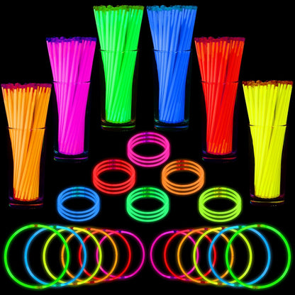 Mega-L Glow Sticks - 200 Pcs Ultra Bright Glow Party Supplies | 8" Necklaces & Bracelets for Neon Celebrations