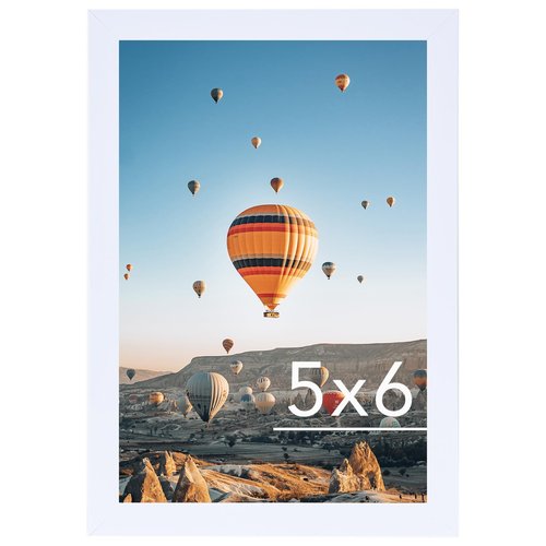 JCJMY 5x6 Picture Frame White for Wall Hanging or Tabletop, Wall Mounting Horizontally or Vertically, 5 x 6 Wall Gallery Poster Photo Frame with Shatter Resistant Plexiglass, White