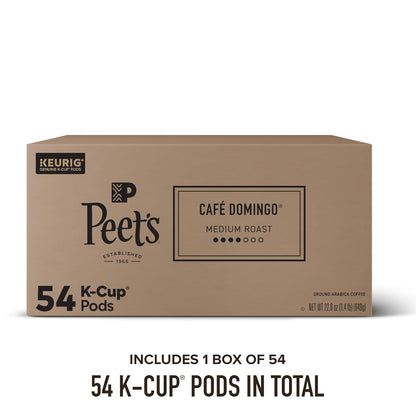 Peet's Coffee Café Domingo Medium Roast K-Cup Pods - 100% Arabica, 54 Count Box