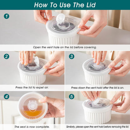 Vancasso 10 Oz Ramekins - Porcelain Creme Brulee Souffle Dishes with Lids | Set of 6, Oven & Dishwasher Safe